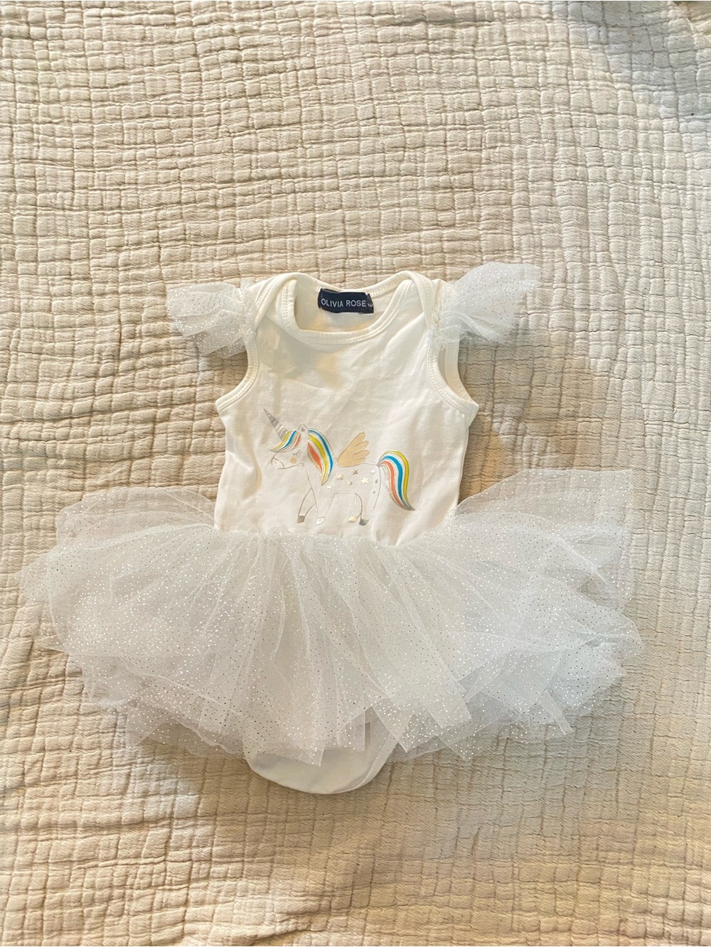 White Unicorn Tutu One-Piece size 3-6 months